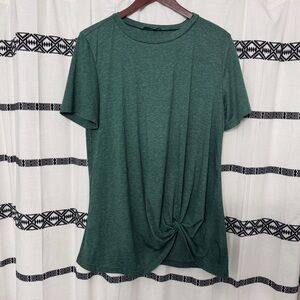 Women's Green Knot Front Top